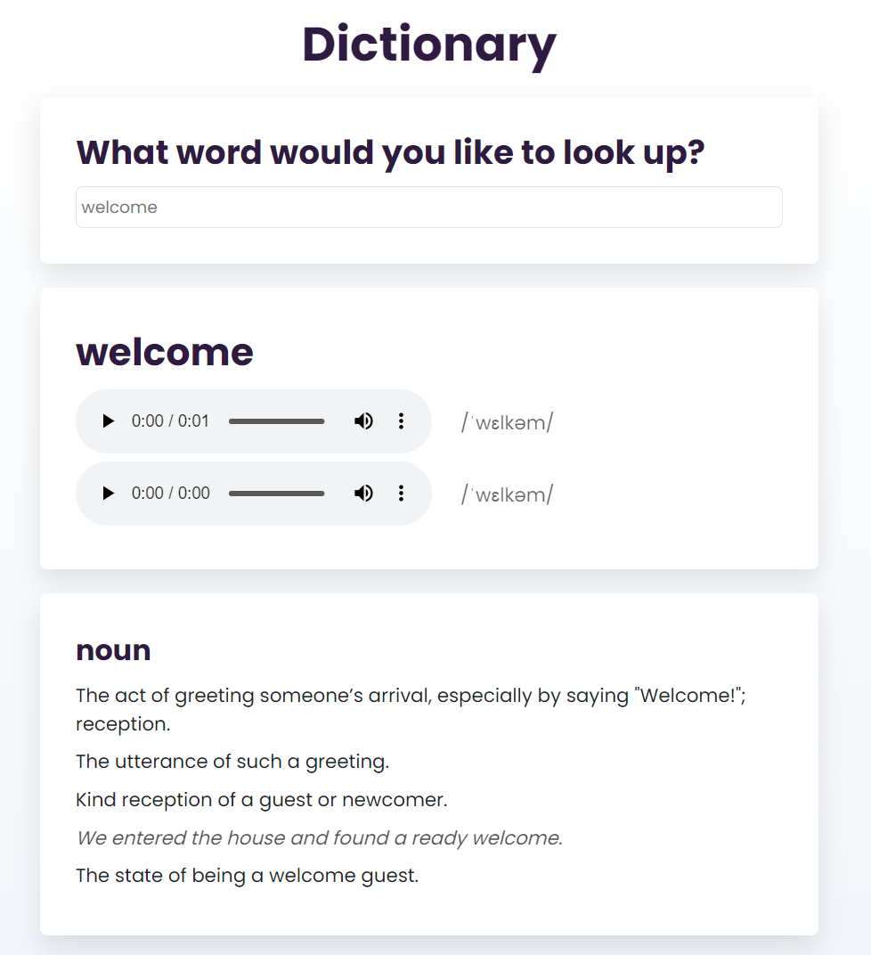 Dictionary app preview